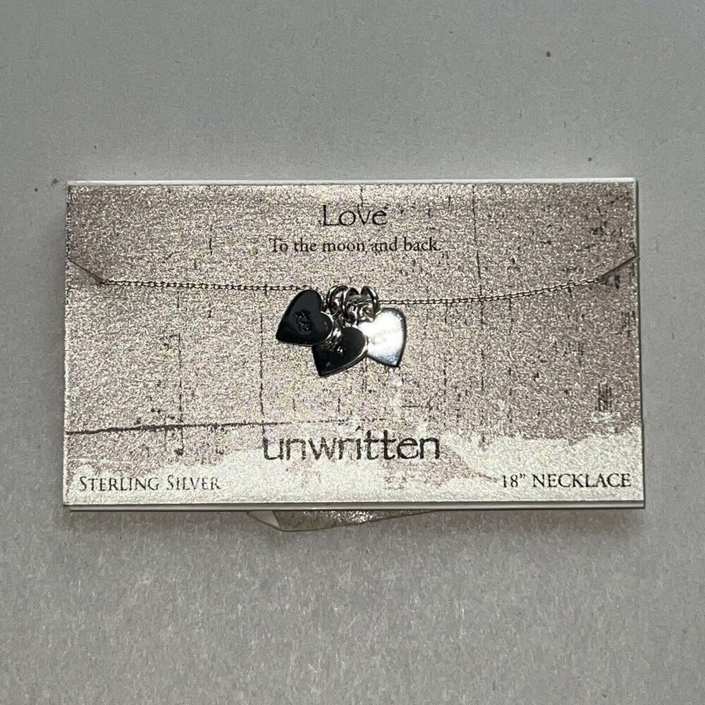 Unwritten Jewelry Sterling Silver Necklace Hearts To‎ The Moon And Back 18 Inch